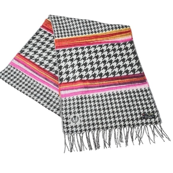 NWOT FRAAS Feel Cashmink Black White Houndstooth Multi Colored Oversized Scarf - Picture 1 of 16